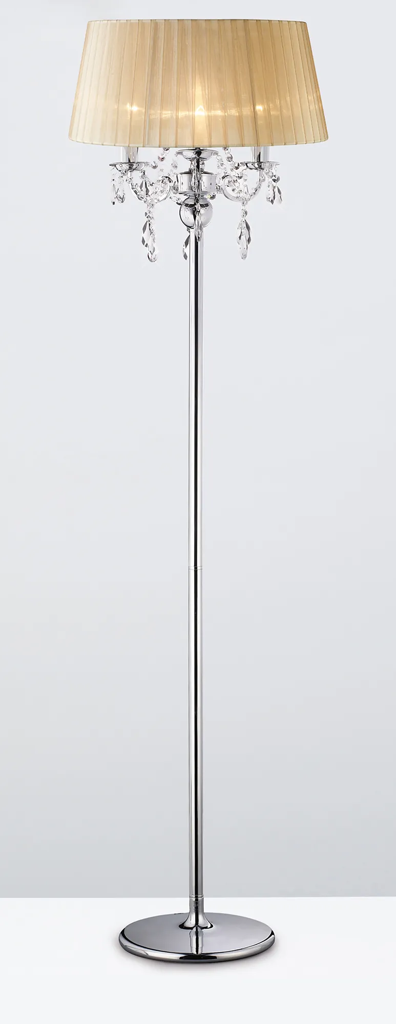 Olivia Polished Chrome-Soft Bronze Crystal Floor Lamps Diyas Shaded Floor Lamps